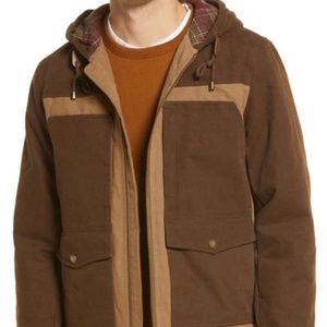 Pendleton Highlander Water Resistant Field Coat Hooded Brown Size Mens Small
